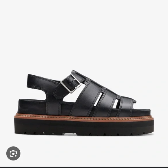 Clarks Orianna Twist Black Leather Sandals - Picture 1 of 7